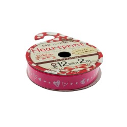 Ribbon Printed Small Hearts Red 12mm x 2m